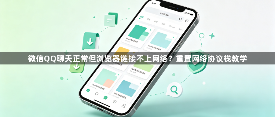 微信QQ聊天正常但浏览器链接不上网络？重置网络协议栈教学1